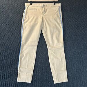 GAP Super Skinny Khakis Women's‎ Size 08 Tan Blue Stripe Cropped Pants